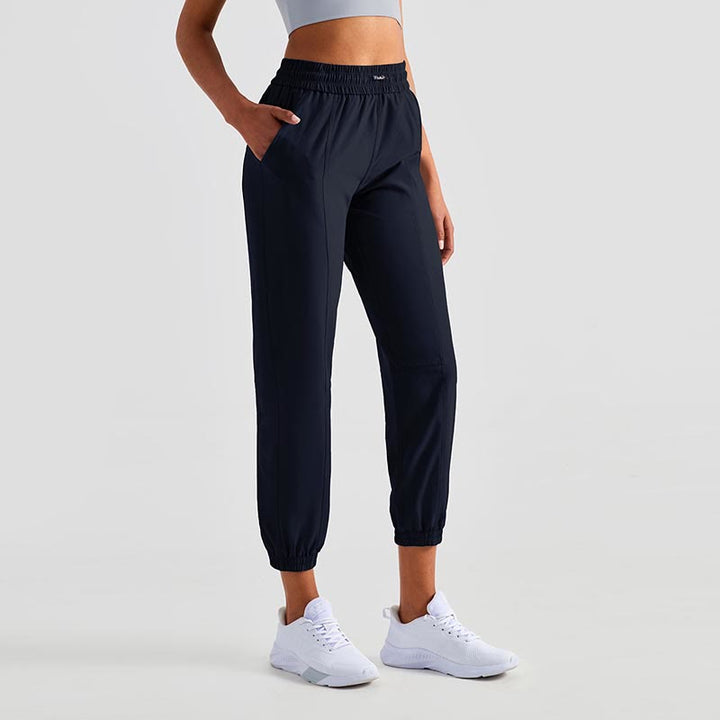 Pantalones deportivos de cintura alta con diseño de Buddha Stones , para fitness, yoga, deportes, con bolsillos - Azul marino negro - US8-10, UK/AU12-14, EU40-42 (XL) - image 19