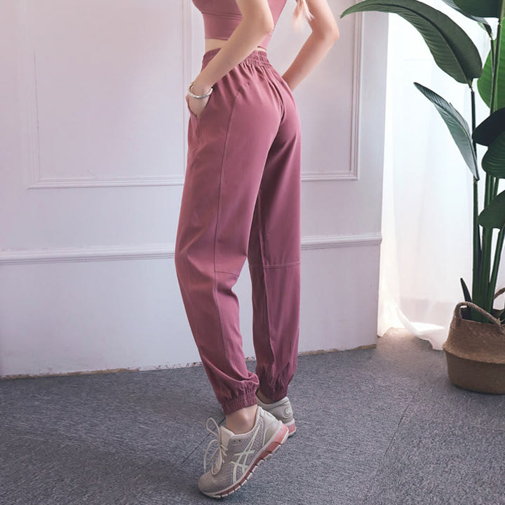 Pantalones deportivos de cintura alta con diseño de Buddha Stones , para fitness, yoga, deportes, con bolsillos - Rosa - US8-10, UK/AU12-14, EU40-42 (XL) - image 25