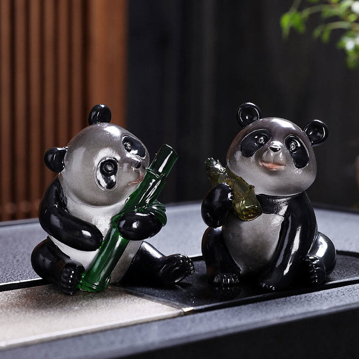 Buddha Stones que cambian de Color, pequeño Panda lindo, té de bambú, mascota, resina, decoración del hogar - 2 piezas (panda de bambú y panda) - image 8