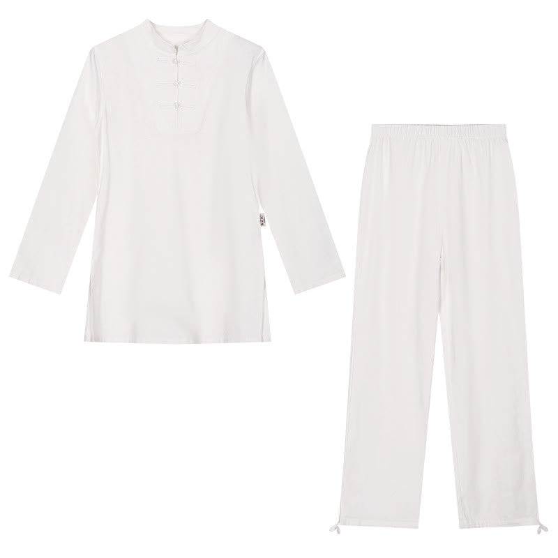 Buddha Stones 2 uds camisa de media manga Top pantalones meditación Zen Tai Chi ropa de lino de algodón conjunto de mujer - image 18