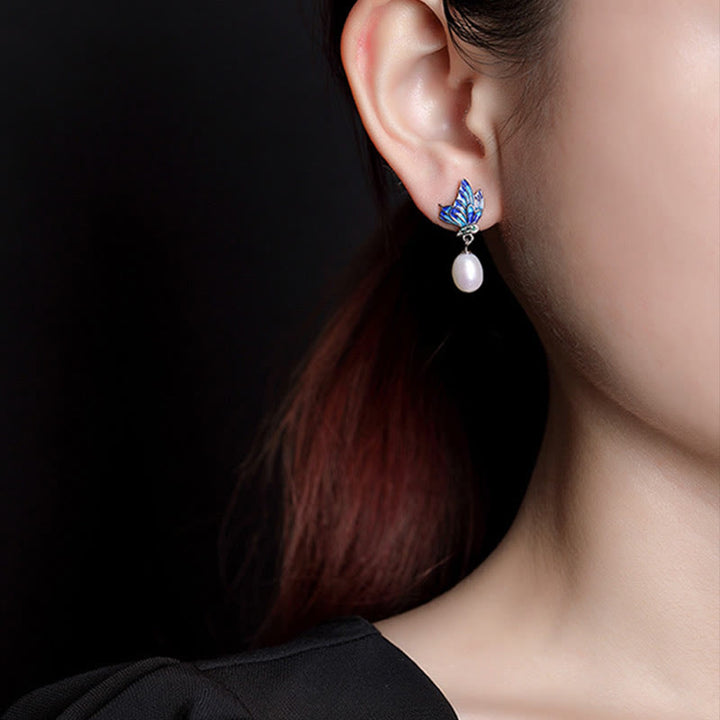 Collar con colgante y pendientes de plata de ley 925 con Buddha Stones , perlas y mariposas - image 9