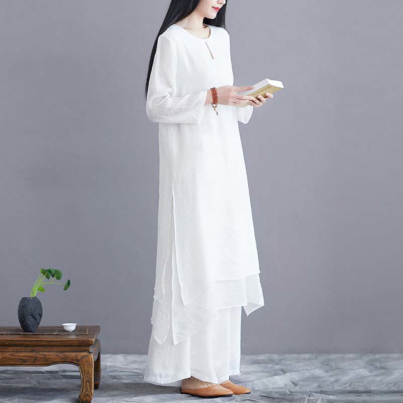 Buddha Stones 2 uds vestido Midi de Color sólido pantalones de pierna ancha meditación espiritual Zen práctica Yoga danza ropa - image 1