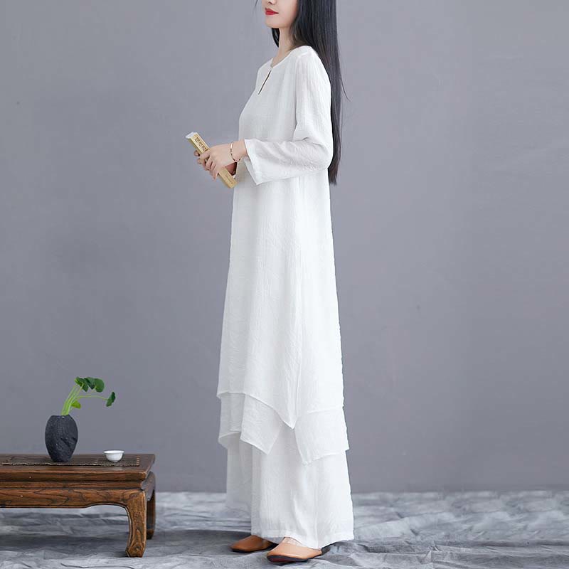Conjunto de 2 piezas de vestido midi liso con estampado de Buddha Stones y pantalones de pierna ancha para meditación, práctica espiritual zen, yoga y danza. - image 7