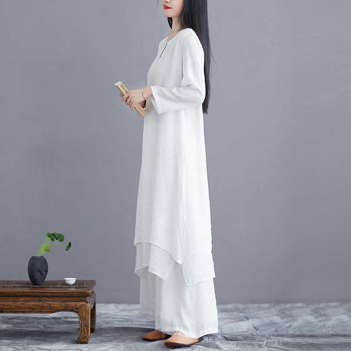 Conjunto de 2 piezas de vestido midi liso con estampado de Buddha Stones y pantalones de pierna ancha para meditación, práctica espiritual zen, yoga y danza. - image 7