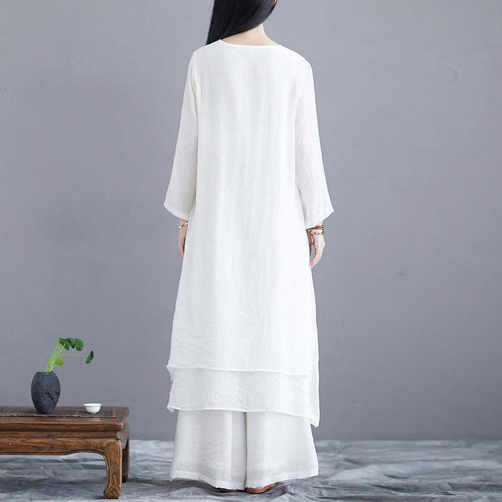 Conjunto de 2 piezas de vestido midi liso con estampado de Buddha Stones y pantalones de pierna ancha para meditación, práctica espiritual zen, yoga y danza. - image 3