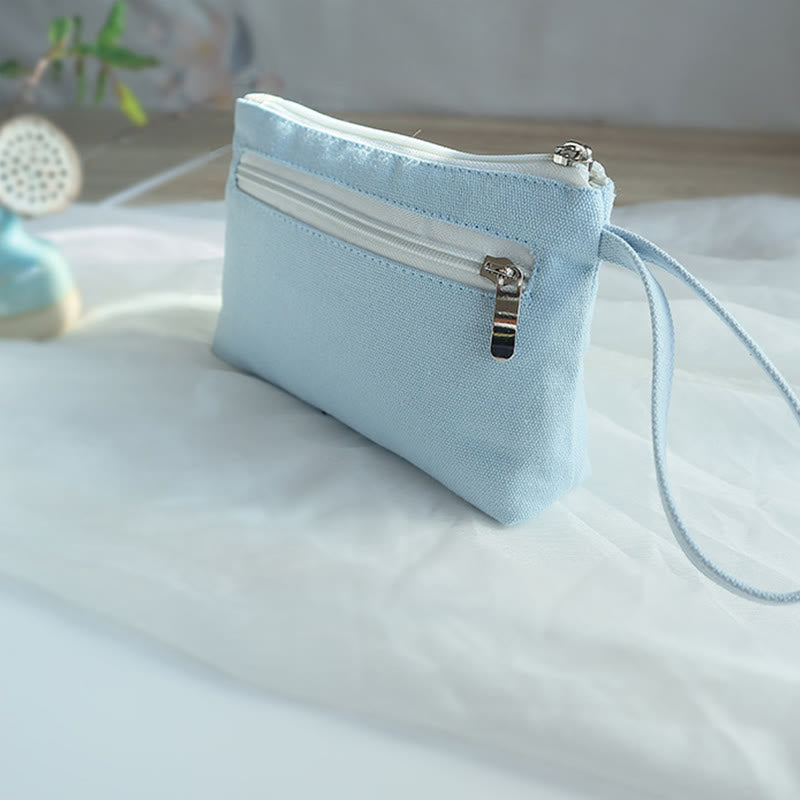 Cartera de lona Buddha Stones, flor pequeña, ciruela, cereza, grulla, flor de melocotón
