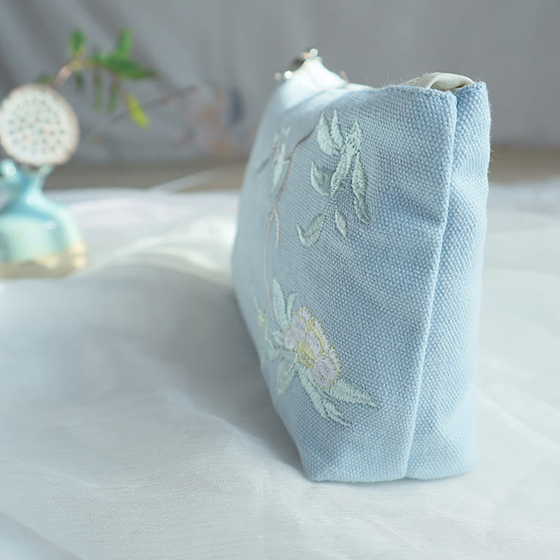 Cartera de lona Buddha Stones, flor pequeña, ciruela, cereza, grulla, flor de melocotón