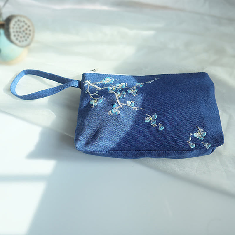 Cartera de lona Buddha Stones, flor pequeña, ciruela, cereza, grulla, flor de melocotón