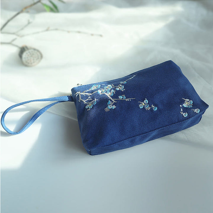 Cartera de lona Buddha Stones, flor pequeña, ciruela, cereza, grulla, flor de melocotón