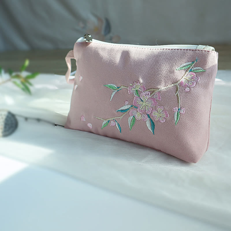Cartera de lona Buddha Stones, flor pequeña, ciruela, cereza, grulla, flor de melocotón