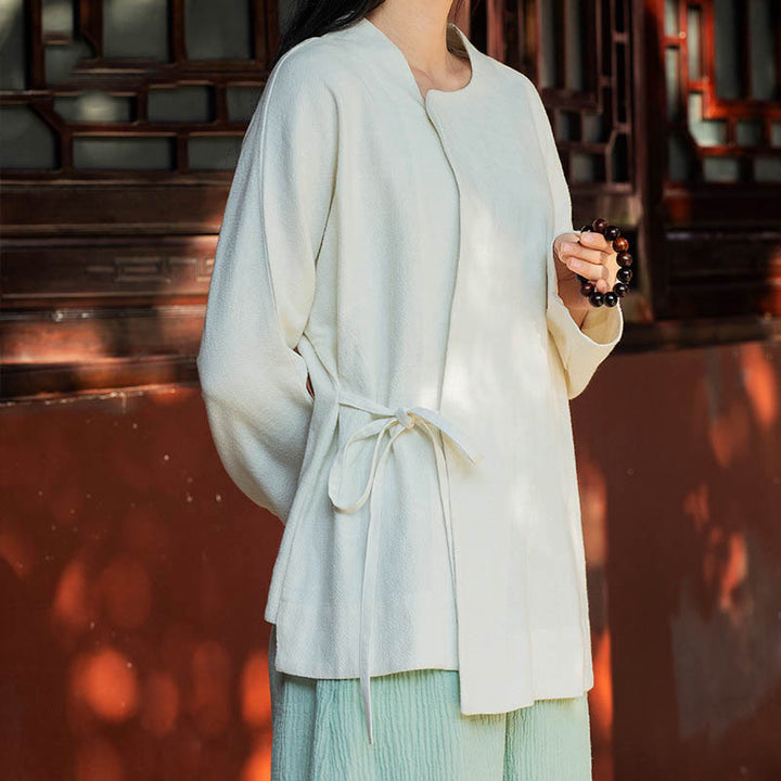 Buddha Stones Chaqueta de manga larga Camisa Top Pantalones de pierna ancha Zen Tai Chi Yoga Ropa de meditación