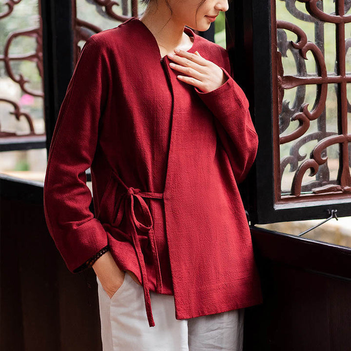 Buddha Stones Chaqueta de manga larga Camisa Top Pantalones de pierna ancha Zen Tai Chi Yoga Ropa de meditación