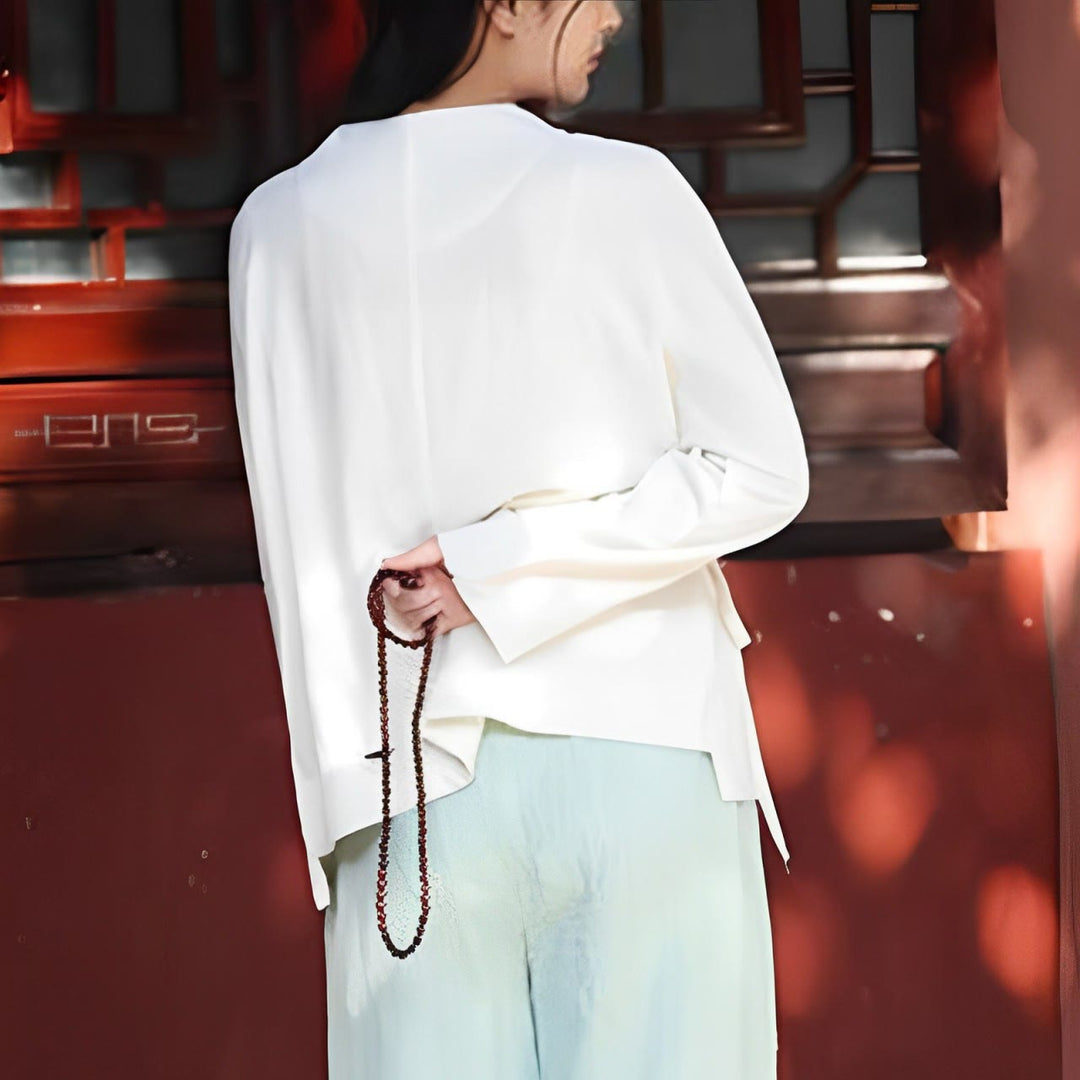 Buddha Stones Chaqueta de manga larga Camisa Top Pantalones de pierna ancha Zen Tai Chi Yoga Ropa de meditación