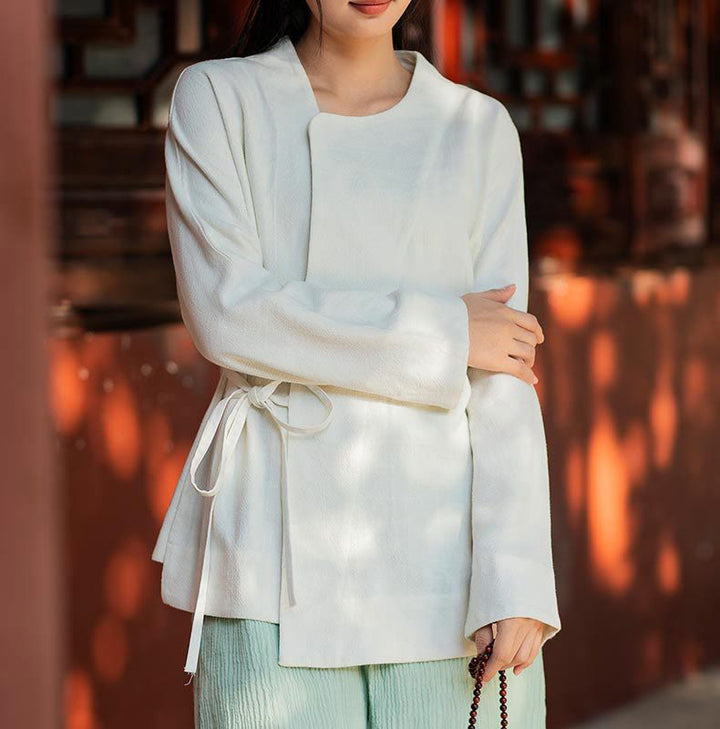 Buddha Stones Chaqueta de manga larga Camisa Top Pantalones de pierna ancha Zen Tai Chi Yoga Ropa de meditación
