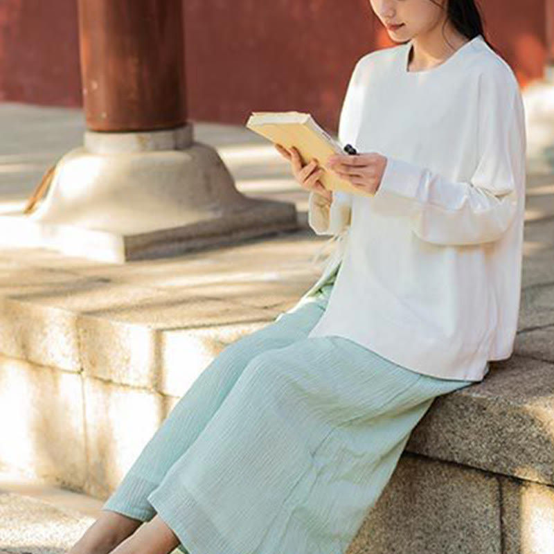 Buddha Stones Chaqueta de manga larga Camisa Top Pantalones de pierna ancha Zen Tai Chi Yoga Ropa de meditación