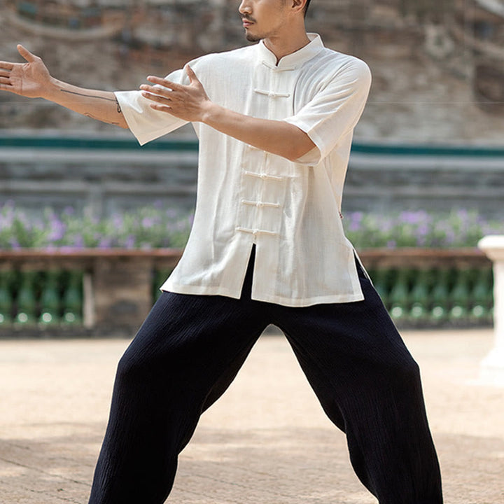 Buddha Stones Color sólido botón de rana meditación oración espiritual Zen Tai Chi Qigong práctica conjunto de ropa Unisex - image 10