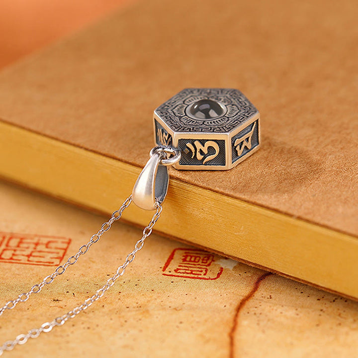 Collar con colgante de plata de ley 990 con Buddha Stones tibetanas Om Mani Padme Hum Lotus Love Projection - image 5