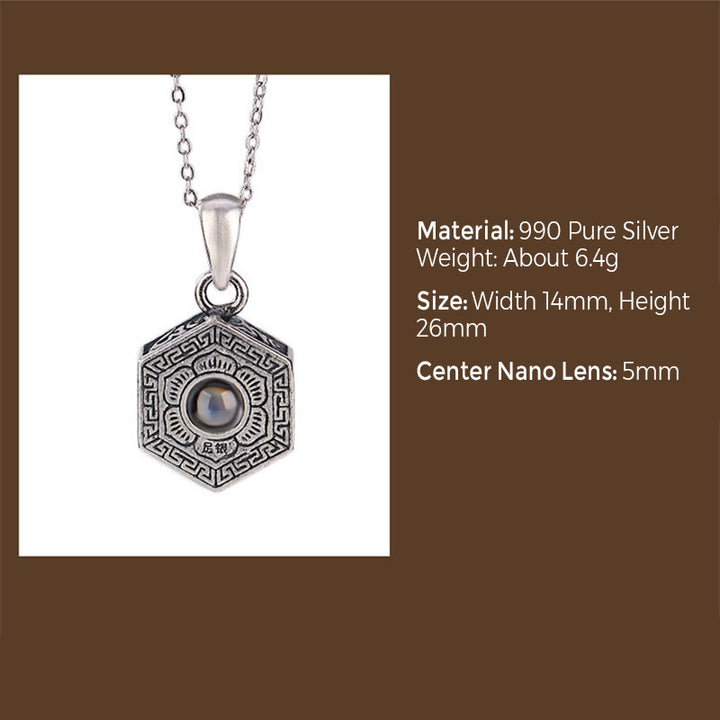 Collar con colgante de plata de ley 990 con Buddha Stones tibetanas Om Mani Padme Hum Lotus Love Projection - image 8