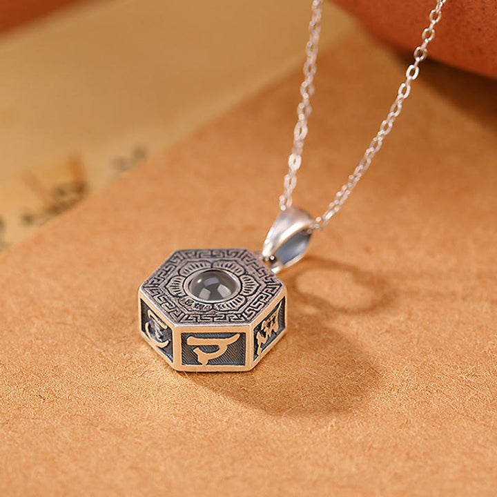 Collar con colgante de plata de ley 990 con Buddha Stones tibetanas Om Mani Padme Hum Lotus Love Projection - image 3