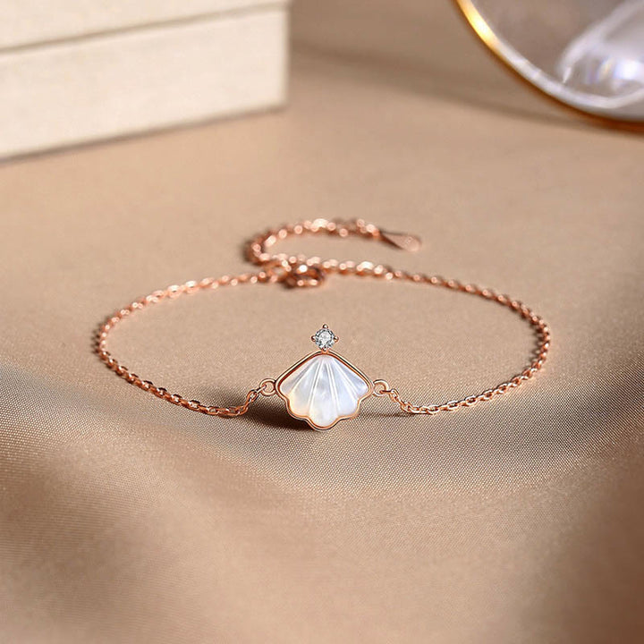 Juego de joyas de plata de ley 925 con Buddha Stones, concha de piedra Tridacna, colgante, pulsera, pendientes - Oro rosa - Pulsera (circunferencia de muñeca 14-17 cm) - image 4