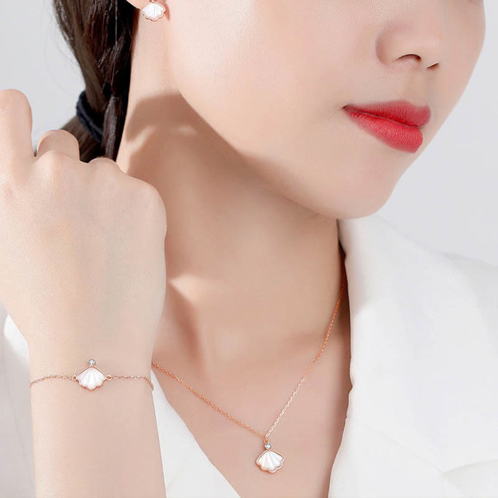 Juego de joyas de plata de ley 925 con Buddha Stones, concha de piedra Tridacna, colgante, pulsera, pendientes - image 2