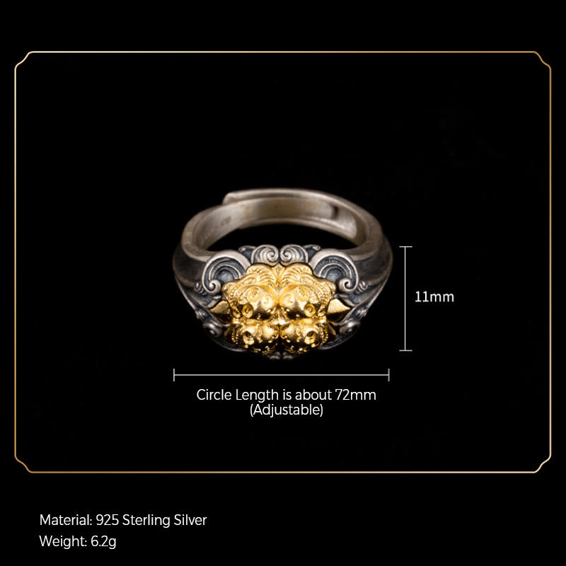 Anillo ajustable con protección de calavera tibetana de plata de ley 925 con Buddha Stones - image 7