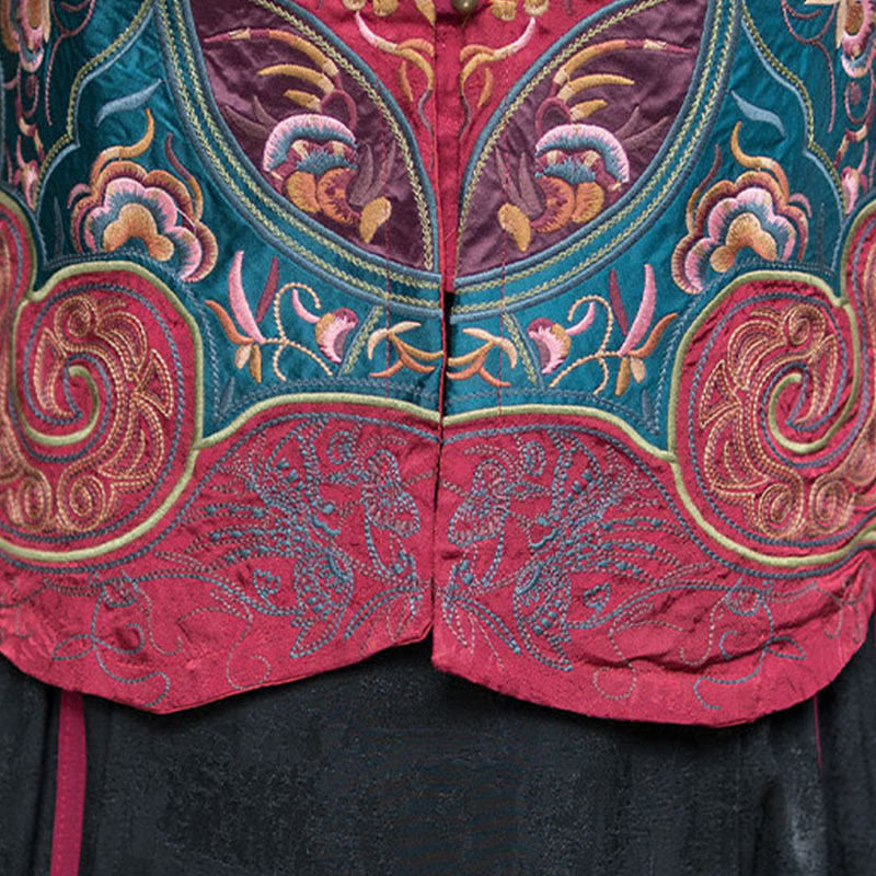 Chaleco sin mangas con diseño de traje Tang de flores con bordado de estilo vintage de Buddha Stones - image 24