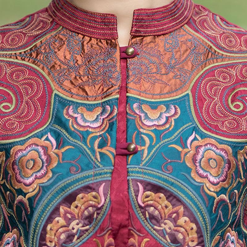 Chaleco sin mangas con diseño de traje Tang de flores con bordado de estilo vintage de Buddha Stones - image 23