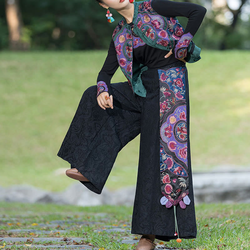 Chaleco sin mangas con diseño de traje Tang de lino y algodón con bordado de botones de rana y piedras de Buddha Stones - image 7