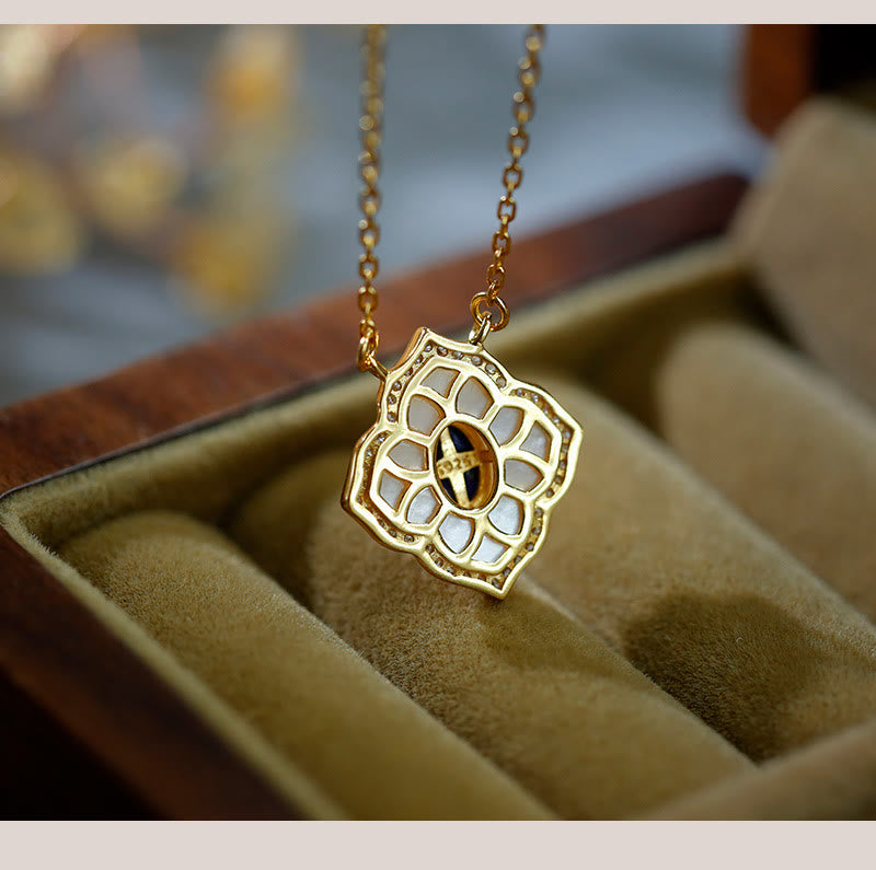 Buddha Stones de Plata de Ley 925, piedra Tridacna, lazurita, diseño prismático, pendientes de bendición, collar, colgante, conjunto de joyería - image 2