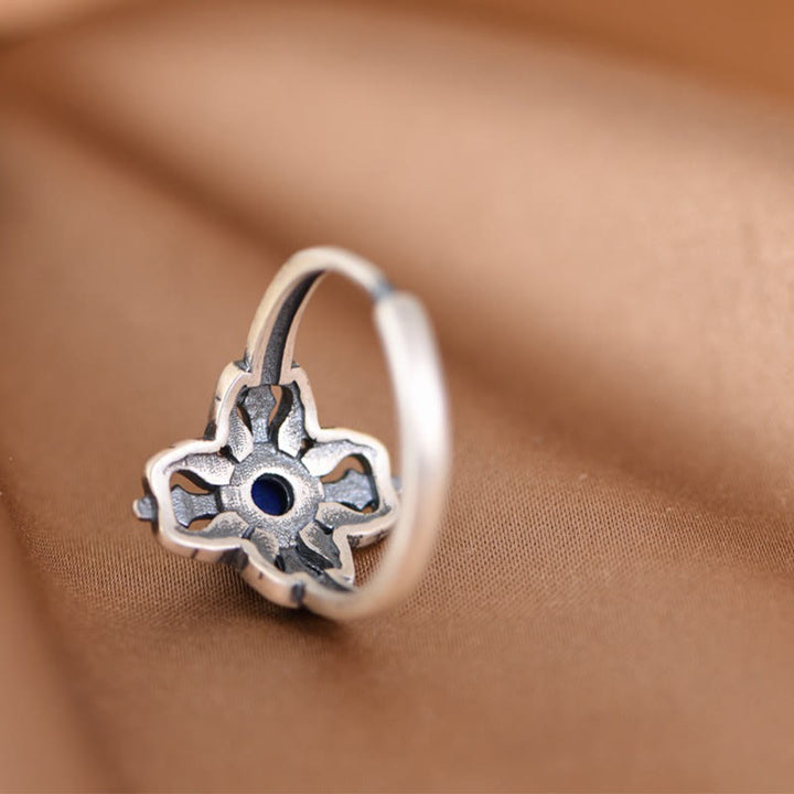 Anillo ajustable con lazurita natural tibetana de plata de ley 925 y Buddha Stones - image 7