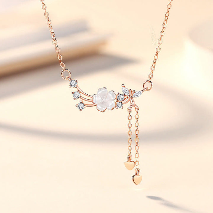 Juego de pendientes con colgante de collar de amor de mariposa y flor de plata de ley 925 con Buddha Stones - Collar de oro rosa - image 6