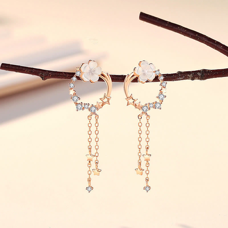 Juego de pendientes con colgante de collar de amor de mariposa y flor de plata de ley 925 con Buddha Stones - Pendientes de oro rosa (postes de plata de ley 925) - image 8