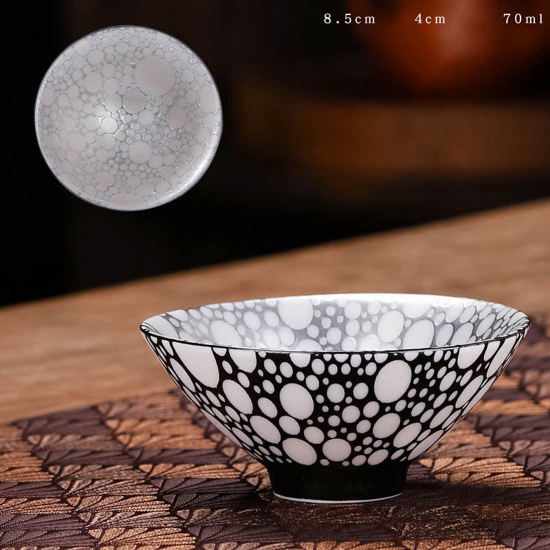 Tazas de té de cerámica de plata dorada con diseño del Tíbet y Buddha Stones , tazas de té de Kung Fu, 55ml