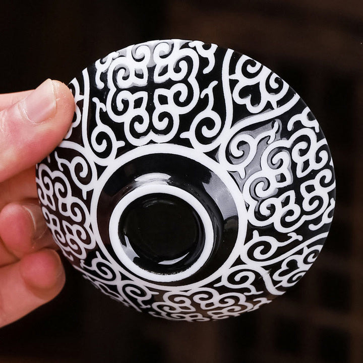 Tazas de té de cerámica de plata dorada con diseño del Tíbet y Buddha Stones , tazas de té de Kung Fu, 55ml