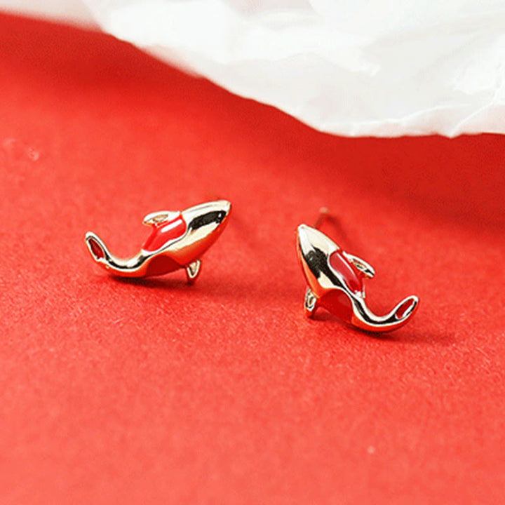 Juego de pendientes y pulsera de cuerda roja con colgante de collar de pez Koi de cobre con Buddha Stones - Pendientes - image 14