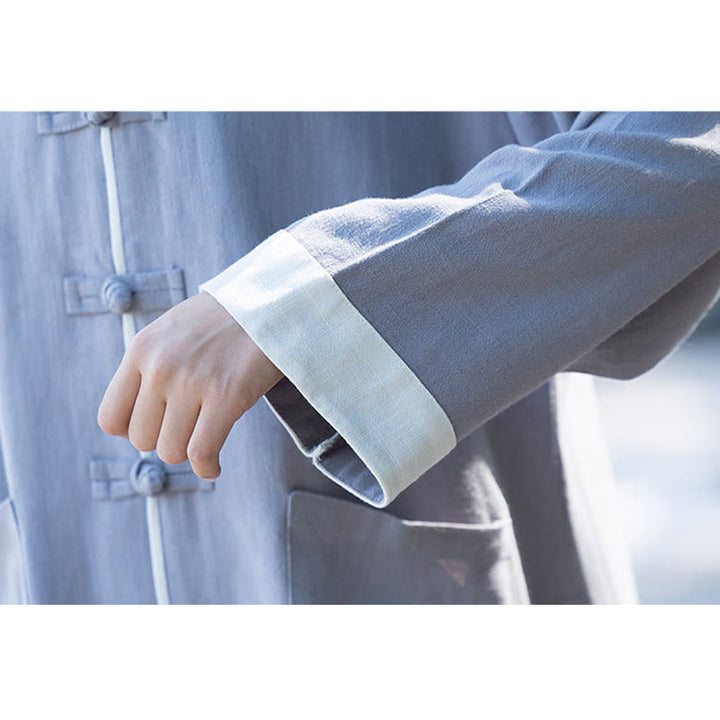 Conjunto de 2 piezas de camisa de manga larga con botones de rana y pantalones de meditación Zen Tai Chi, ropa de lino y algodón para mujer - image 12