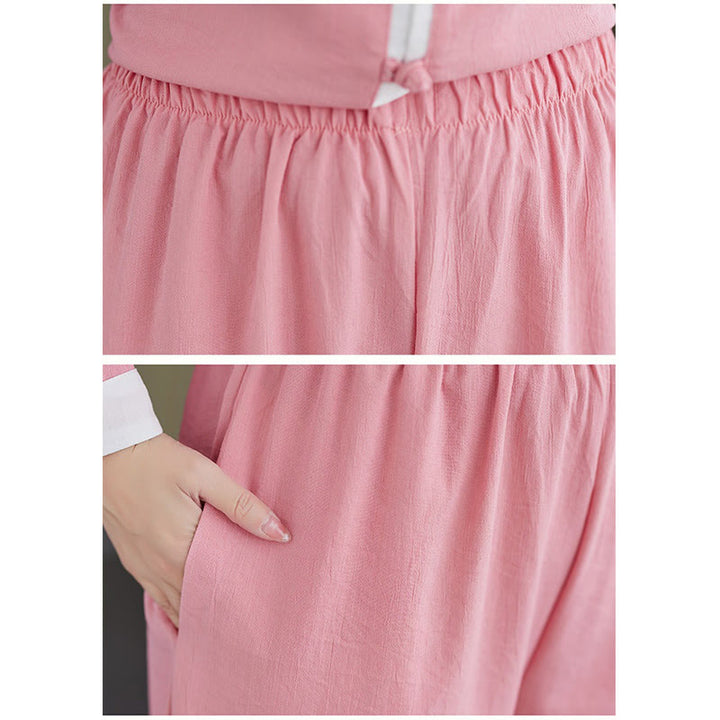 Conjunto de ropa de lino y algodón para mujer, camisa de manga larga Vintage, Top, pantalones, meditación Zen, Tai Chi, Buddha Stones
