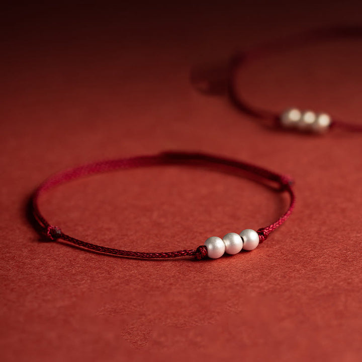 Pulsera tobillera de hilo de protección con tres cuentas de plata de ley 925 con Buddha Stones - image 4