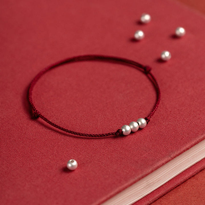 Pulsera tobillera de hilo de protección con tres cuentas de plata de ley 925 con Buddha Stones - image 5