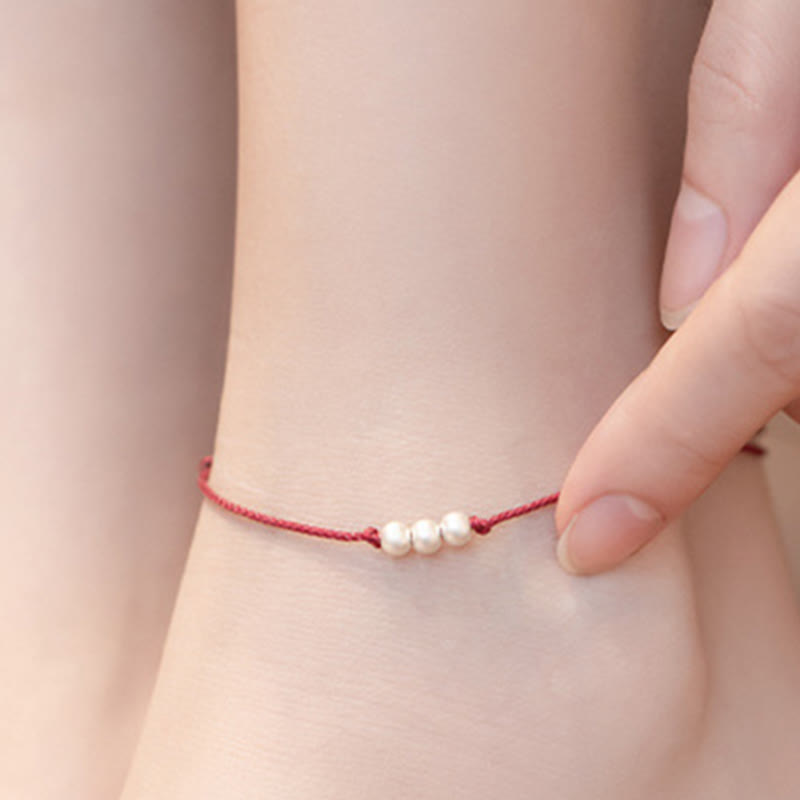 Pulsera tobillera de hilo de protección con tres cuentas de plata de ley 925 con Buddha Stones - image 12