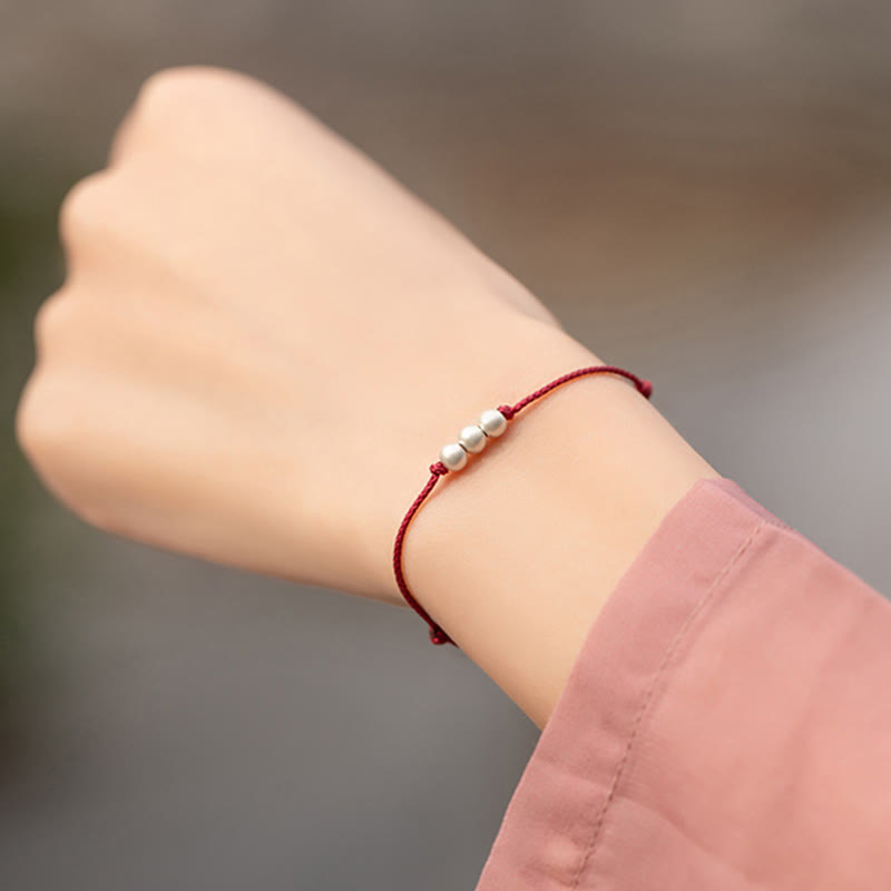 Pulsera tobillera de hilo de protección con tres cuentas de plata de ley 925 con Buddha Stones - image 8