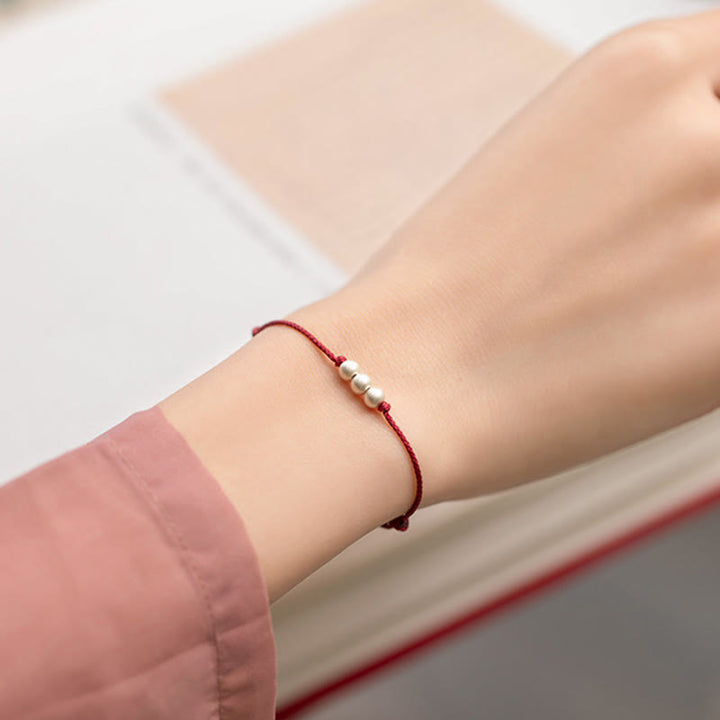 Pulsera tobillera de hilo de protección con tres cuentas de plata de ley 925 con Buddha Stones - image 9