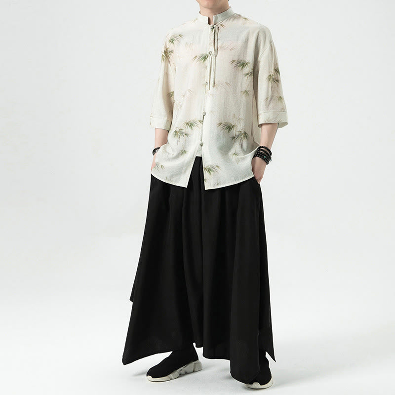 Camiseta de media manga con estampado de hojas de bambú amarillas y verdes de Buddha Stones, camiseta para hombre - image 9