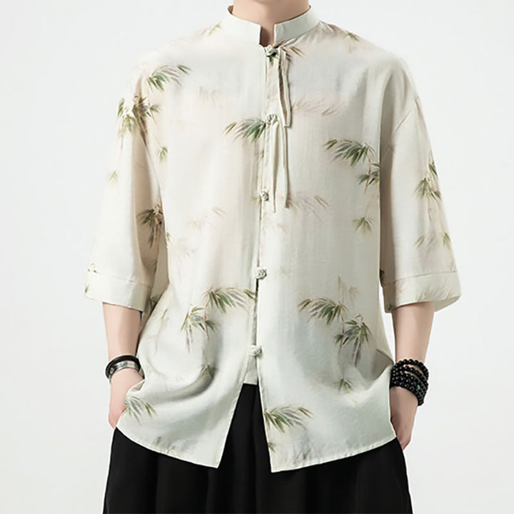 Camiseta de media manga con estampado de hojas de bambú amarillas y verdes de Buddha Stones, camiseta para hombre - image 6