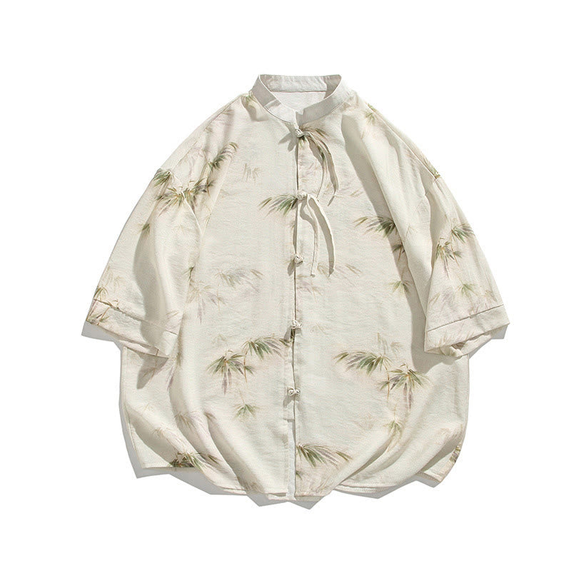 Camiseta de media manga con estampado de hojas de bambú amarillas y verdes de Buddha Stones, camiseta para hombre - image 14