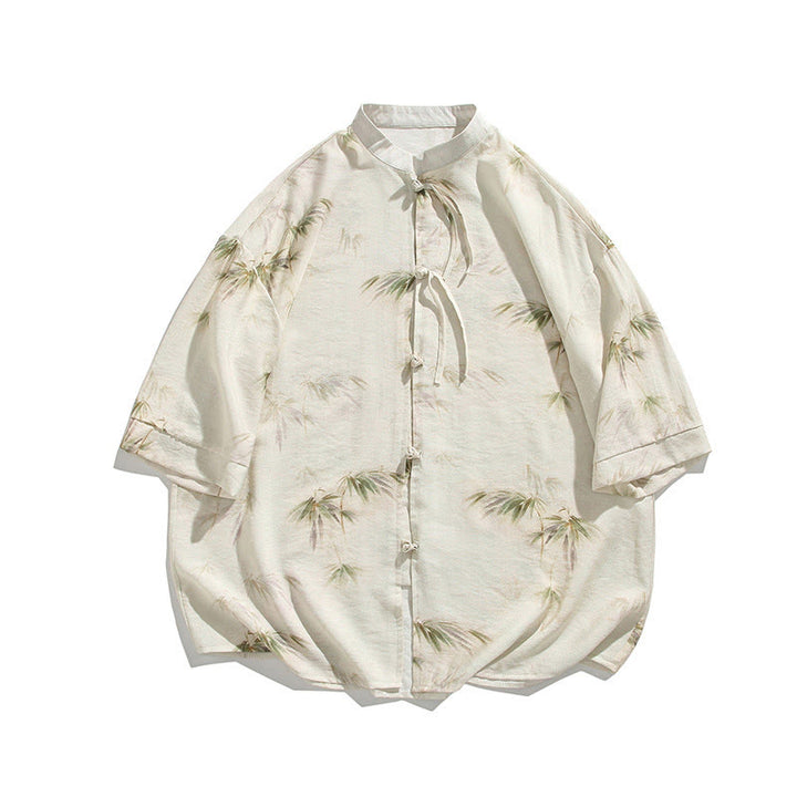 Camiseta de media manga con estampado de hojas de bambú amarillas y verdes de Buddha Stones, camiseta para hombre - image 14