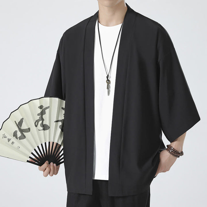 Kimono de hombre con chaqueta abierta de color liso y Buddha Stones - image 3
