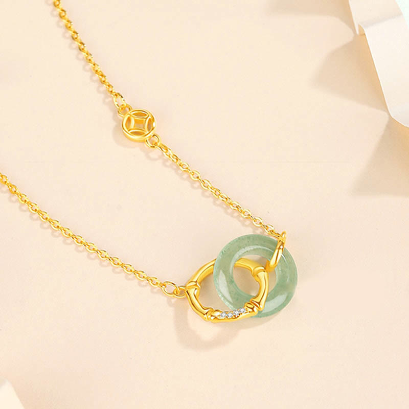 Colgante de plata de ley 925 con Buddha Stones , Aventurina verde Natural, hebilla de la paz, moneda de bambú, colgante de prosperidad - image 2