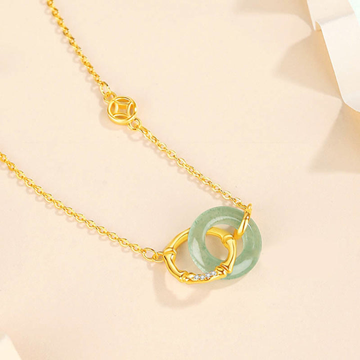 Colgante de plata de ley 925 con Buddha Stones , Aventurina verde Natural, hebilla de la paz, moneda de bambú, colgante de prosperidad - image 2